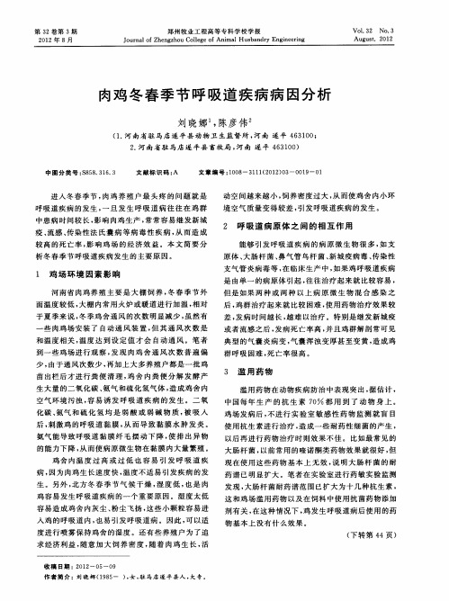 肉鸡冬春季节呼吸道疾病病因分析