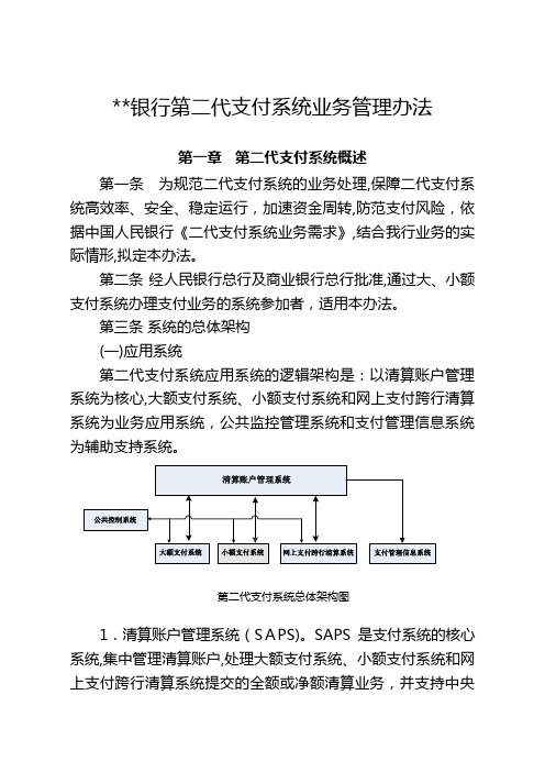 银行第二代支付系统业务管理办法模版