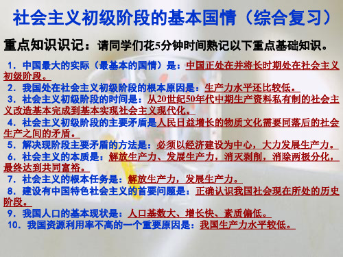 社会主义初级阶段的基本国情复习PPT教学课件