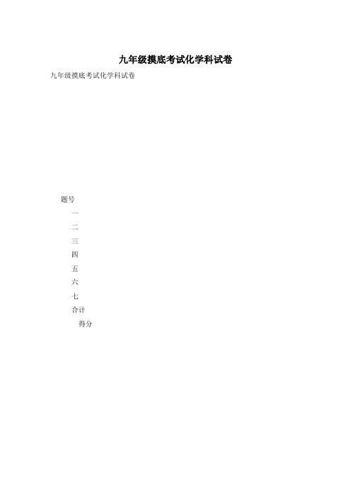 九年级摸底考试化学科试卷