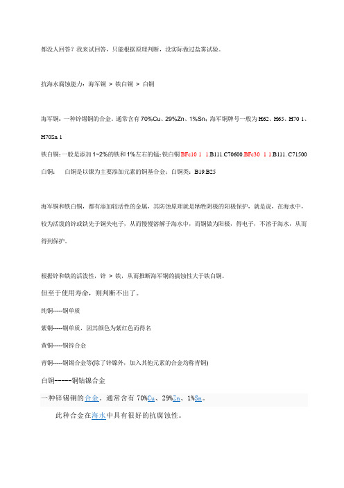 海军铜 铁白铜 白铜
