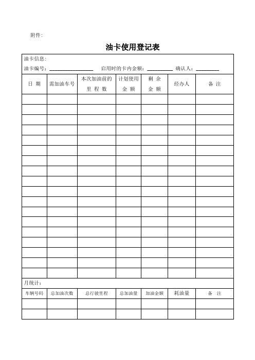 油卡使用登记表实用文档