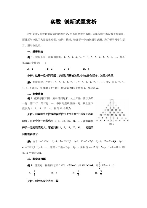 中考数学复习指导：中考实数创新试题赏析