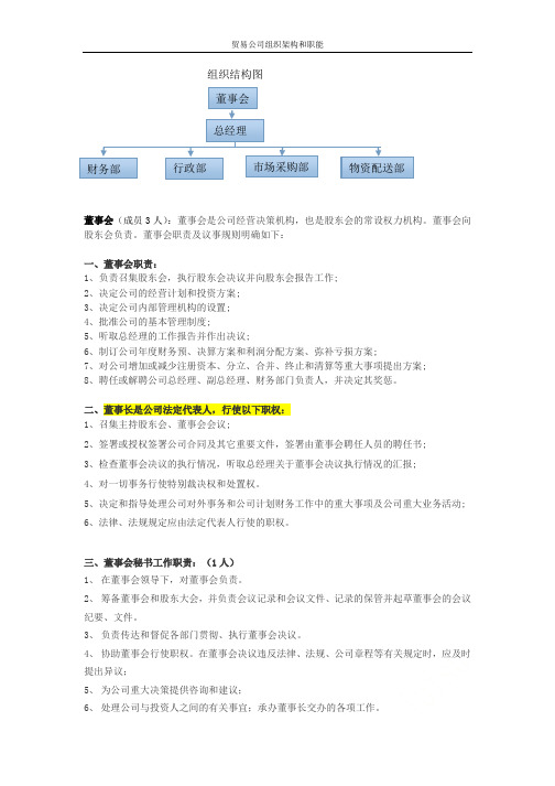 贸易公司组织架构和职能
