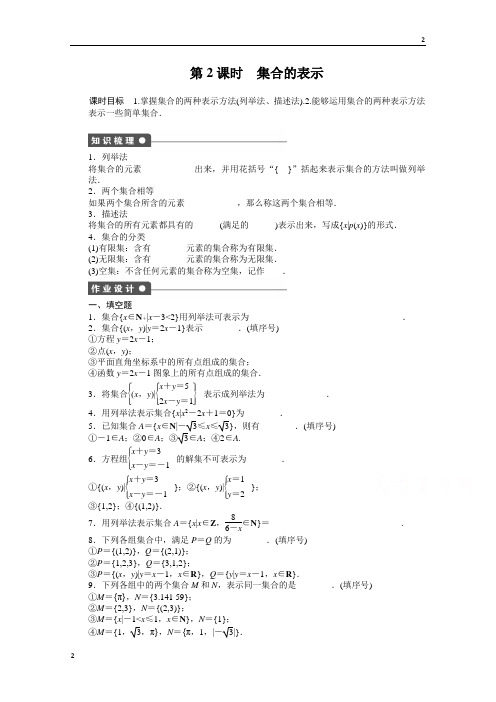 江苏省2016-2017学年高中数学(苏教版必修一)配套课时作业：第一章 集 合1.1第2课时 