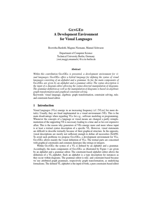 GENGED A Development Environment for Visual Languages