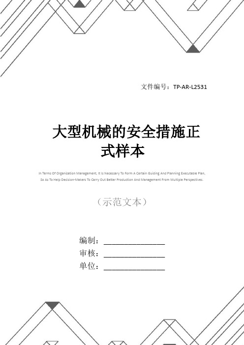 大型机械的安全措施正式样本