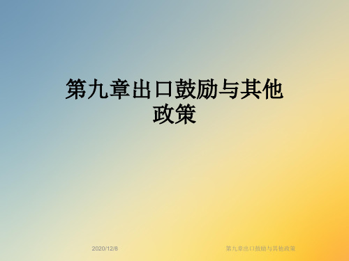 第九章出口鼓励与其他政策