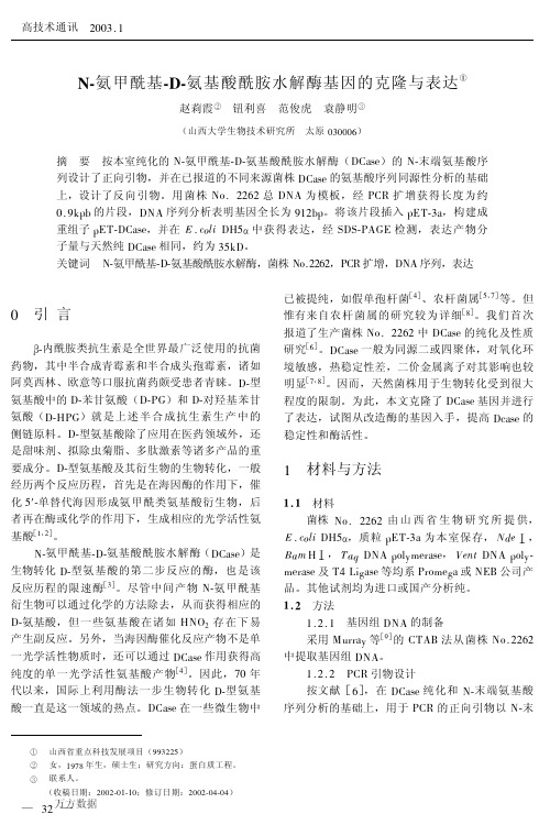 N氨甲酰基D氨基酸酰胺水解酶基因的克隆与表达