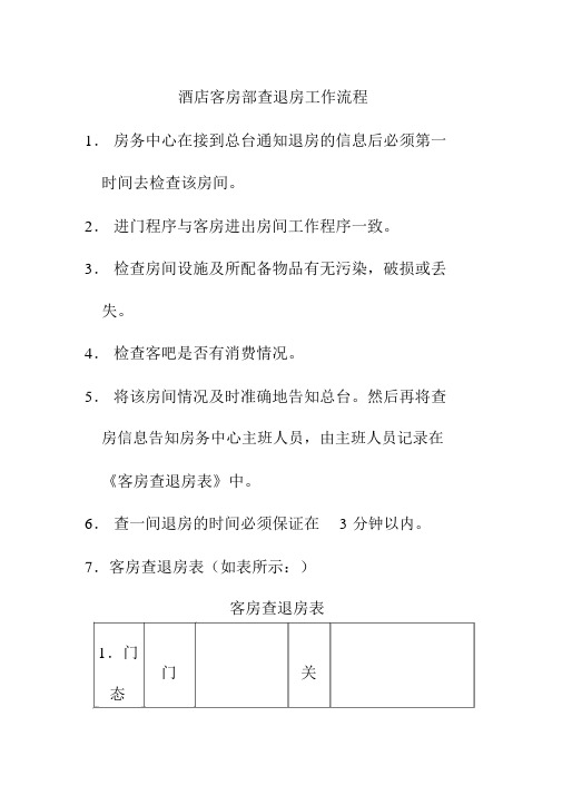 酒店客房部查退房工作流程