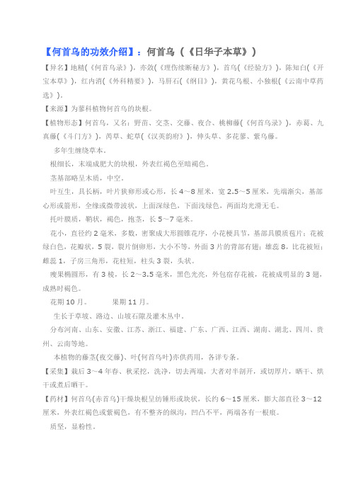 何首乌的功效介绍