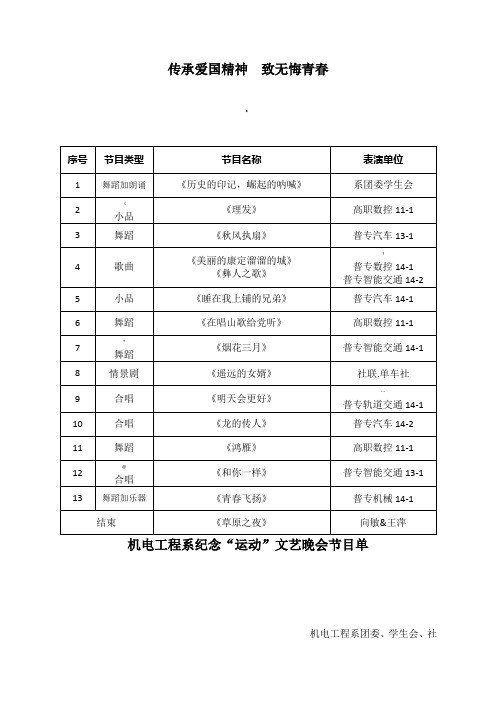12.9文艺晚会节目单