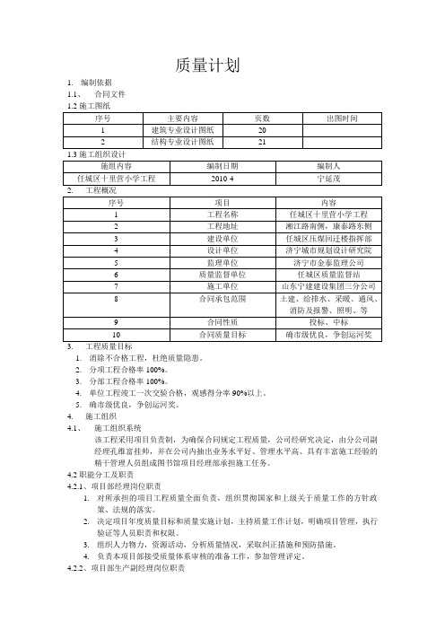 质量计划1