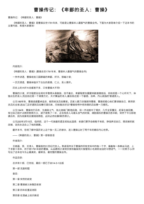 曹操传记：《卑鄙的圣人：曹操》