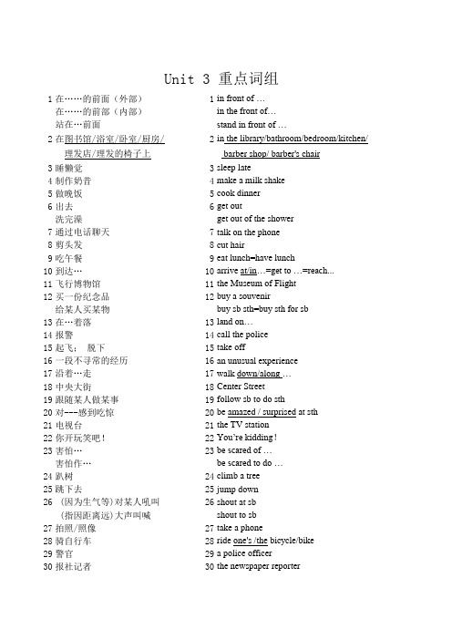 人教新目标英语八年级下册unit 3重点短语