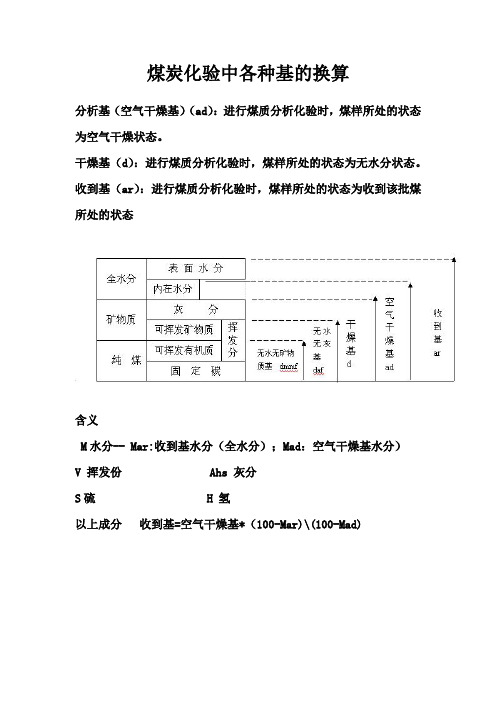 煤炭化验中各种基的换算