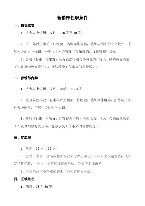 营销部任职条件