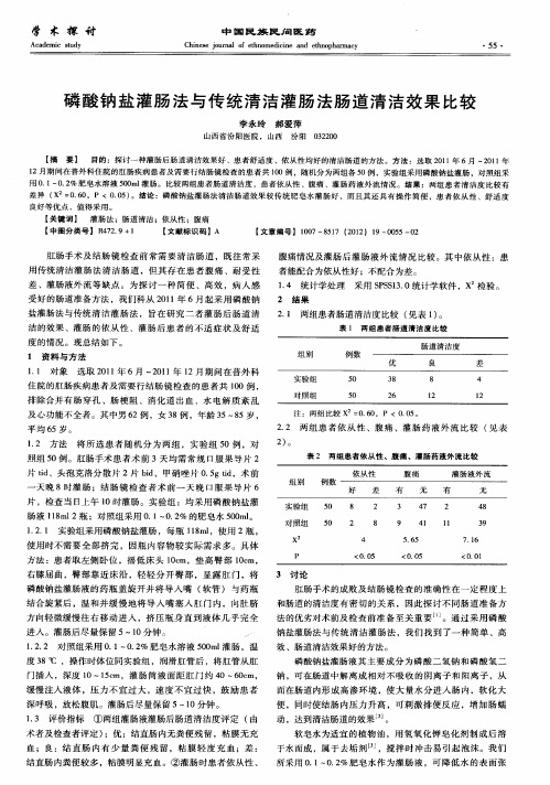 磷酸钠盐灌肠法与传统清洁灌肠法肠道清洁效果比较