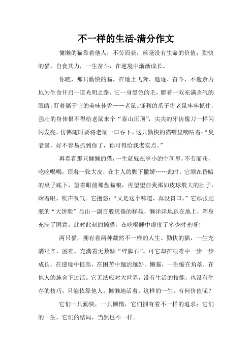 不一样的生活-满分作文