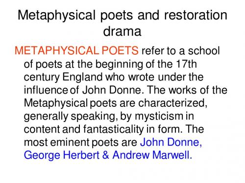 07 Metaphysical poets and restoration drama