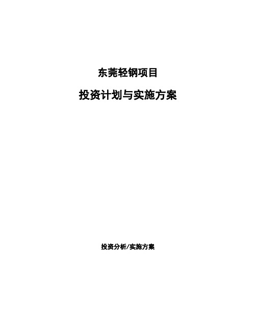 东莞轻钢项目投资计划与实施方案