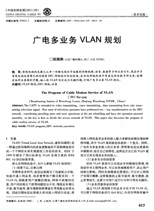 广电多业务VLAN规划