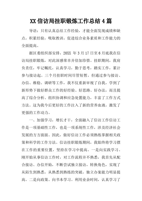 信访局挂职锻炼工作总结4篇