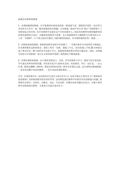 新课改对教师的困惑