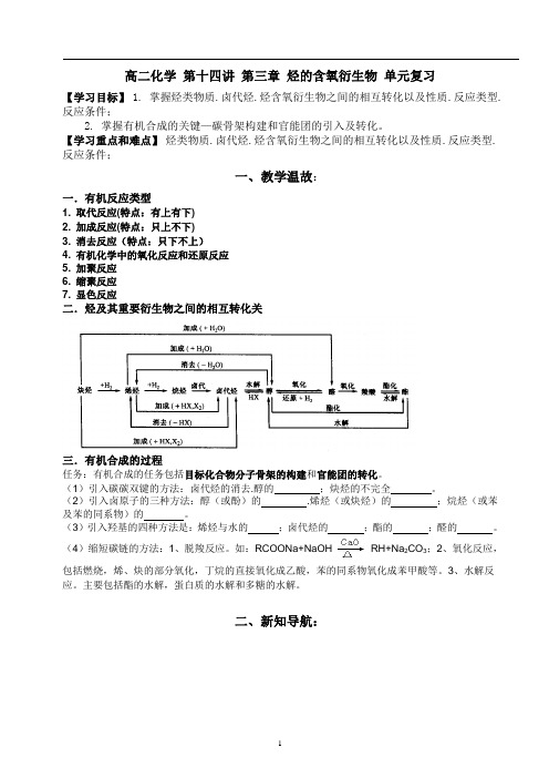 第十四讲 第三章 烃的含氧衍生物 单元复习