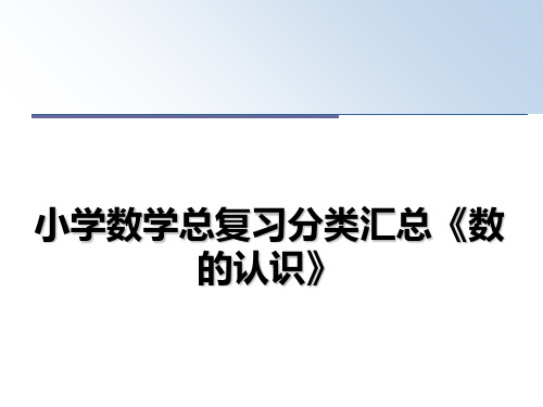 小学数学总复习分类汇总《数的认识》