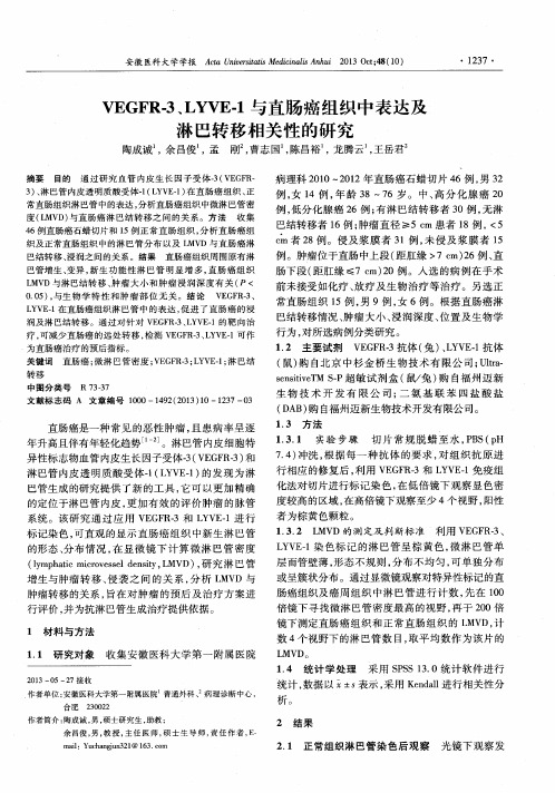 VEGFR-3、LYVE-1与直肠癌组织中表达及淋巴转移相关性的研究
