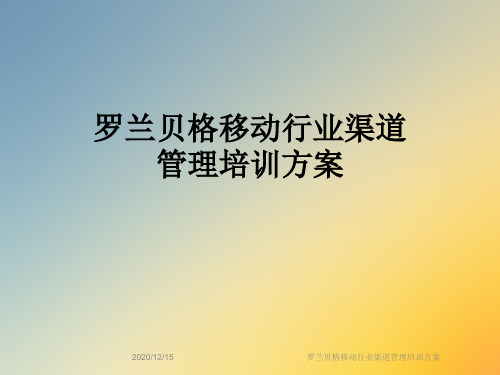 罗兰贝格移动行业渠道管理培训方案