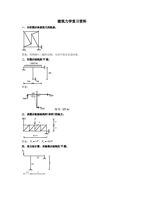 380山东财经大学成人高等教育期末考试 建筑力学复习资料