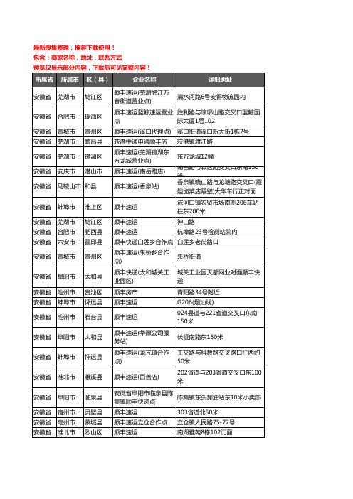 新版安徽省顺丰快递企业公司商家户名录单联系方式地址大全590家