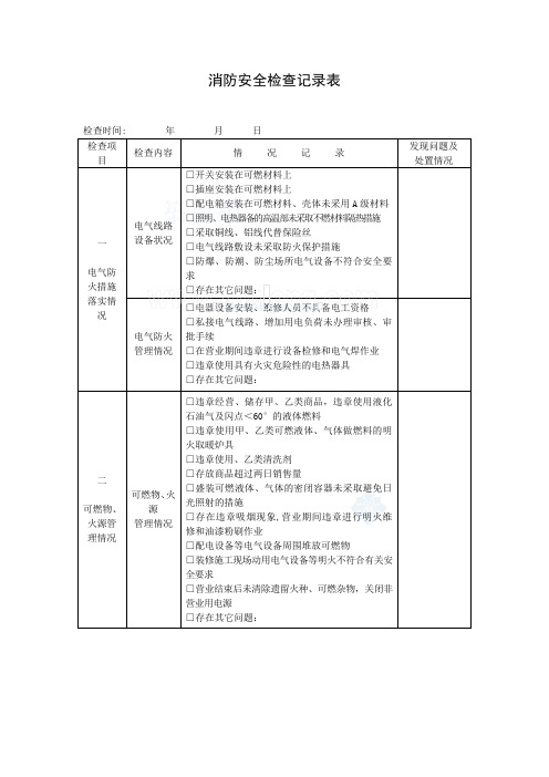 建筑工程消防安全检查记录表
