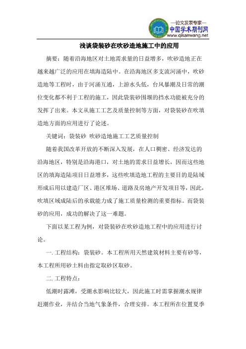 袋装砂在吹砂造地施工中的应用