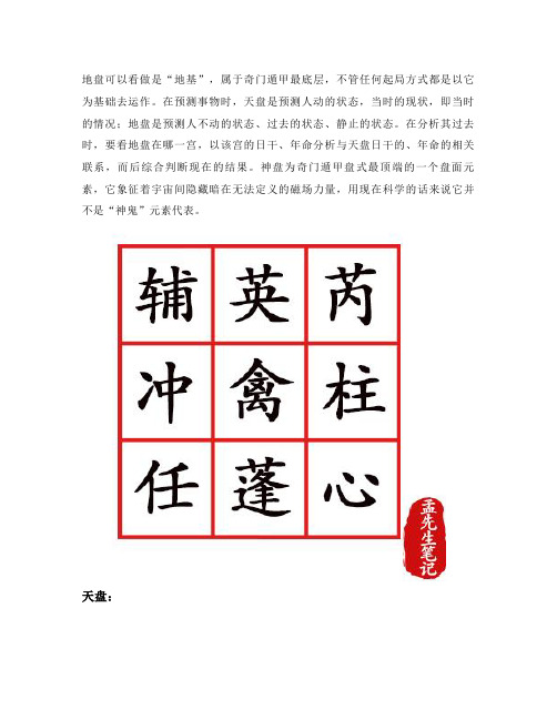 孟先生笔记丨传统奇门遁甲中奇门局的天盘 地盘 神盘 人盘