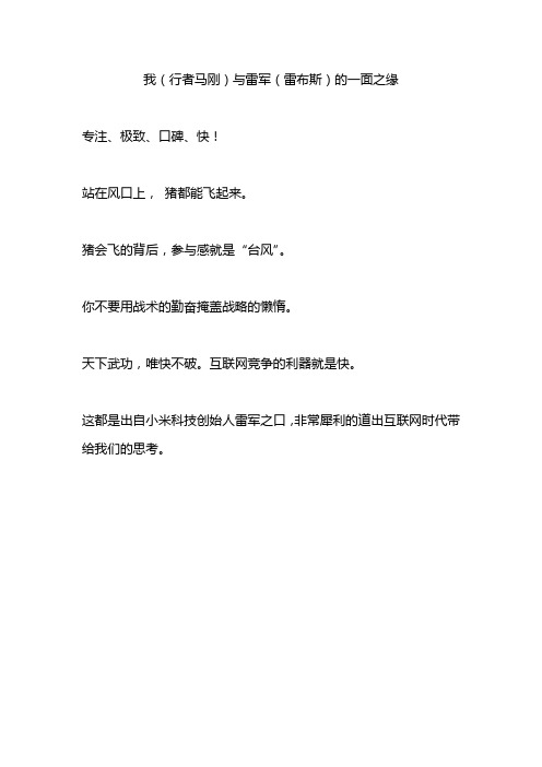 我(行者马刚)与雷军(雷布斯)的一面之缘