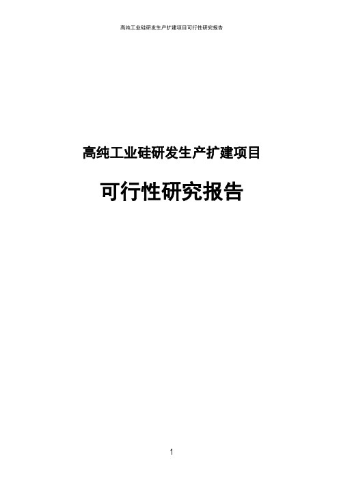 高纯工业硅研发生产扩建项目可行性研究报告