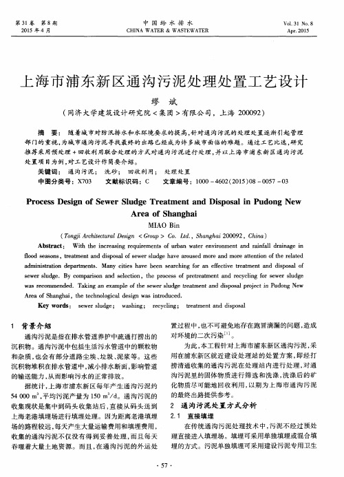 上海市浦东新区通沟污泥处理处置工艺设计