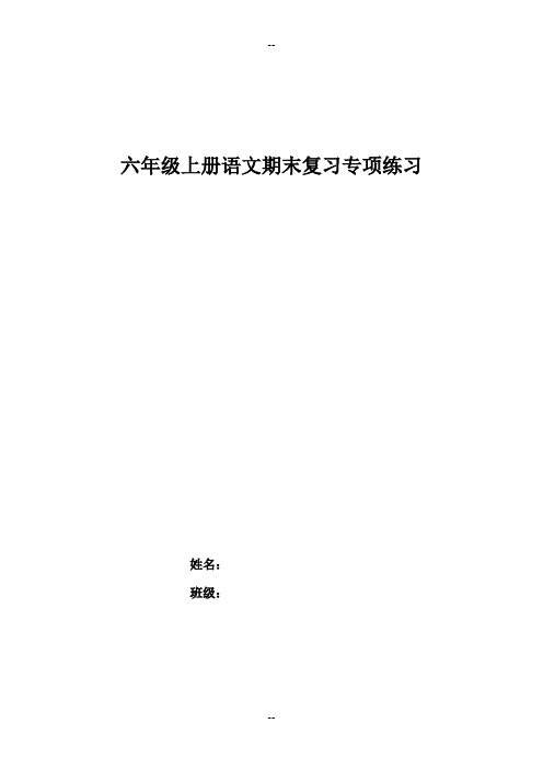 苏教版六年级上册语文期末复习专项练习