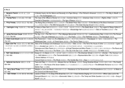 美国文学作家及作品汇总