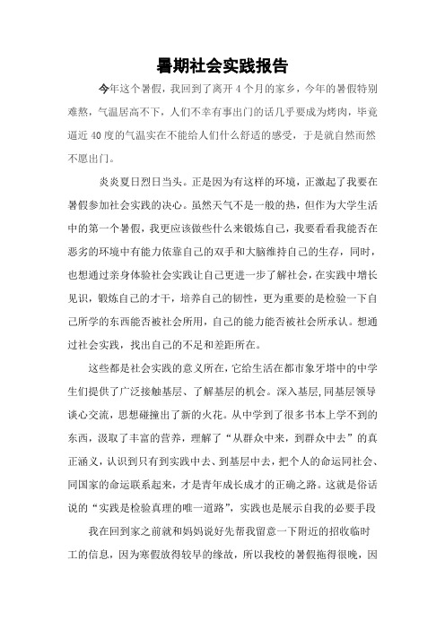 2013暑期社会实践报告