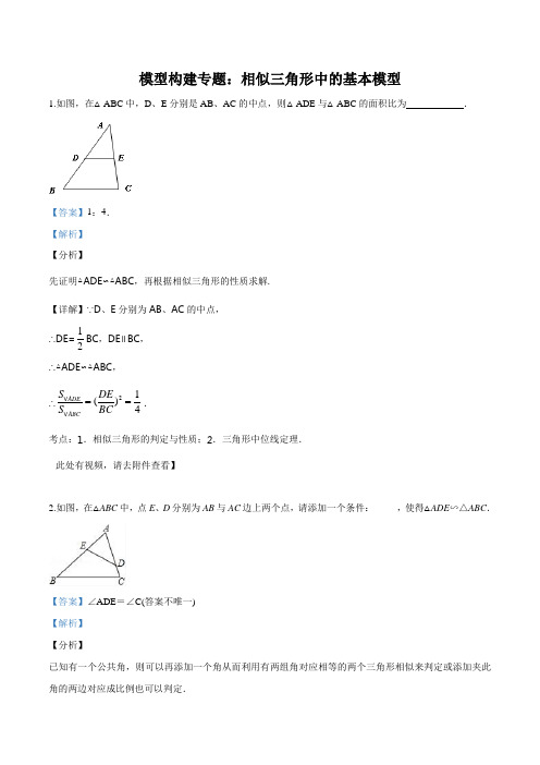 模型构建专题：相似三角形中的基本模型(解析版)