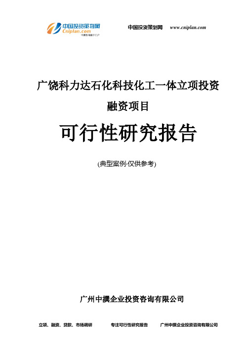 广饶科力达石化科技化工一体融资投资立项项目可行性研究报告(非常详细)