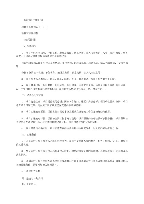 项目可行性报告10篇_范文