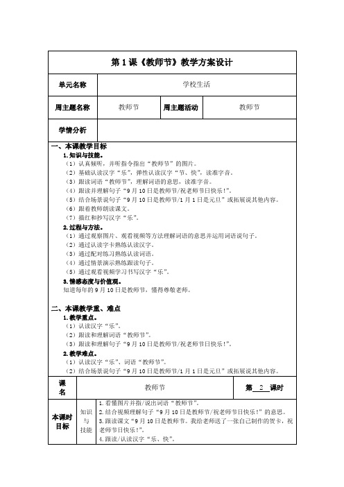 培智学校生活语文第五册1 教师节 第2课时