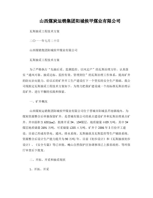 瓦斯抽采工程技术方案(最新)