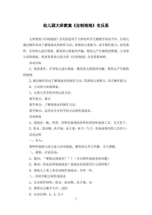 幼儿园大班教案《自制泡泡》含反思