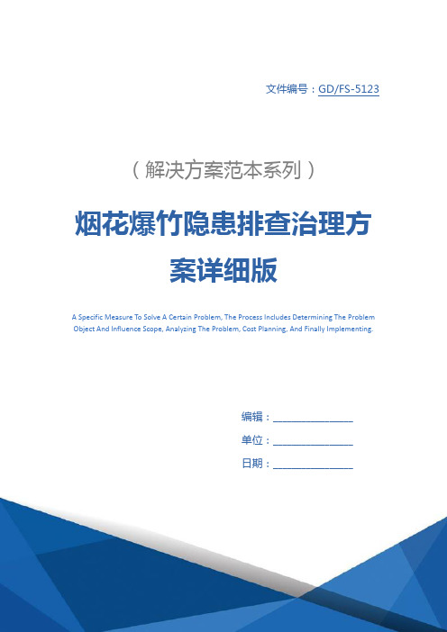 烟花爆竹隐患排查治理方案详细版